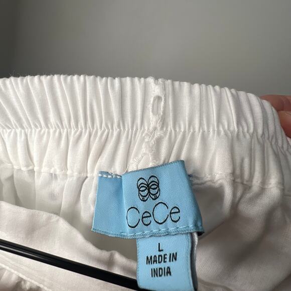 Cece White Poplin Eyelet Windowpane Maxi Skirt Size Large - Picture 3 of 7